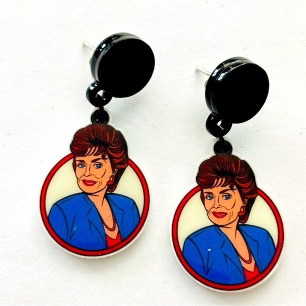 Blanche of the Golden Girls Acrylic Dangle earrings, NWT, Unworn